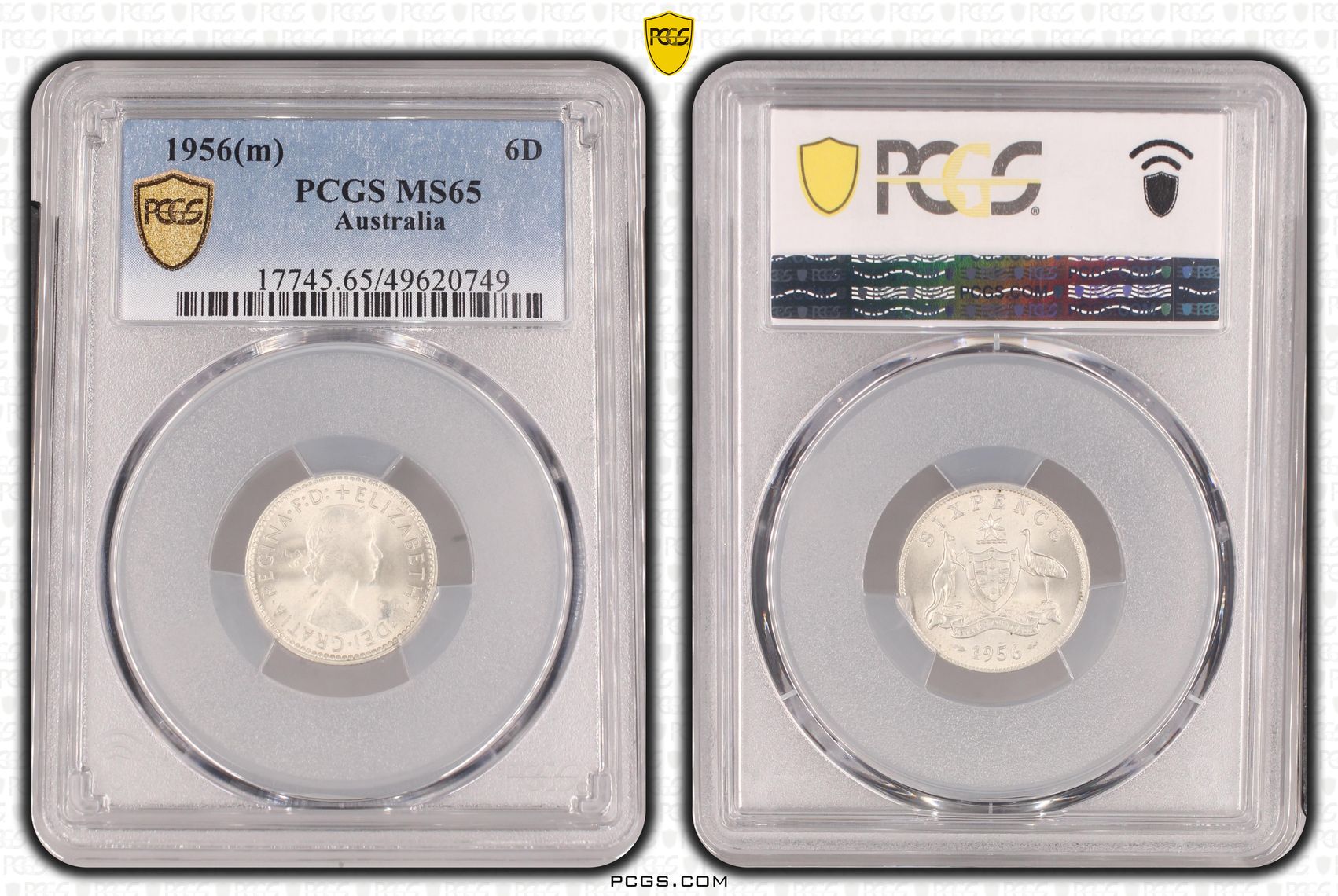 Elizabeth II, Sixpence, 1956(m), PCGS MS65