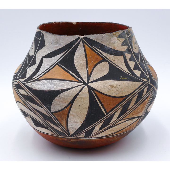 Antique Acoma Polychrome Olla Ceramic Jar
