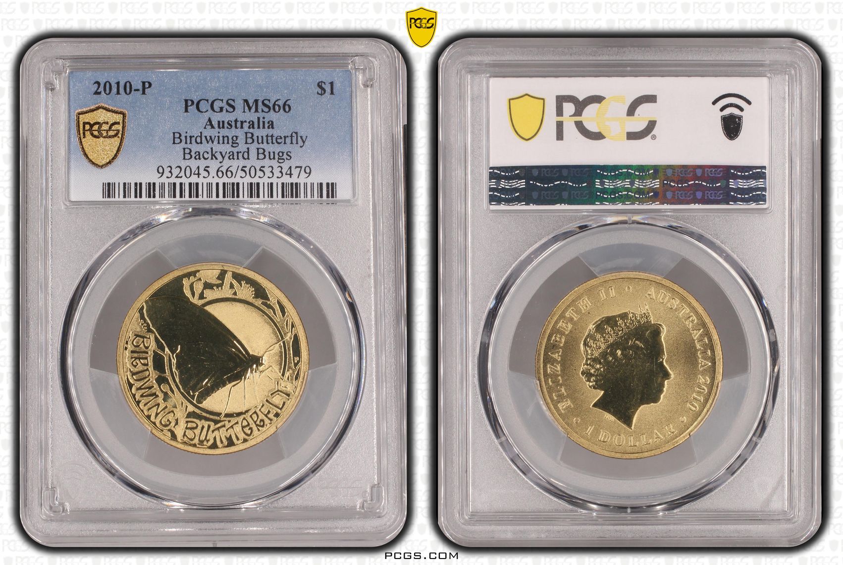 Birdwing Butterfly, One Dollar, 2010-P, PCGS MS66