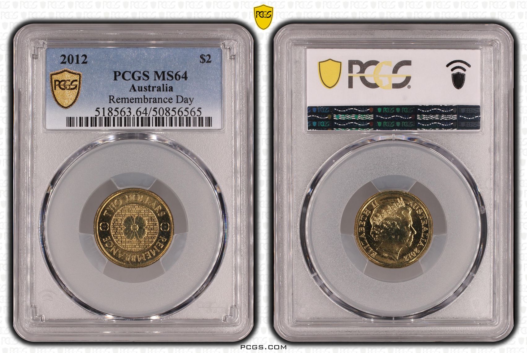 365 · Remembrance Day , Two Dollar, 2012, PCGS MS64