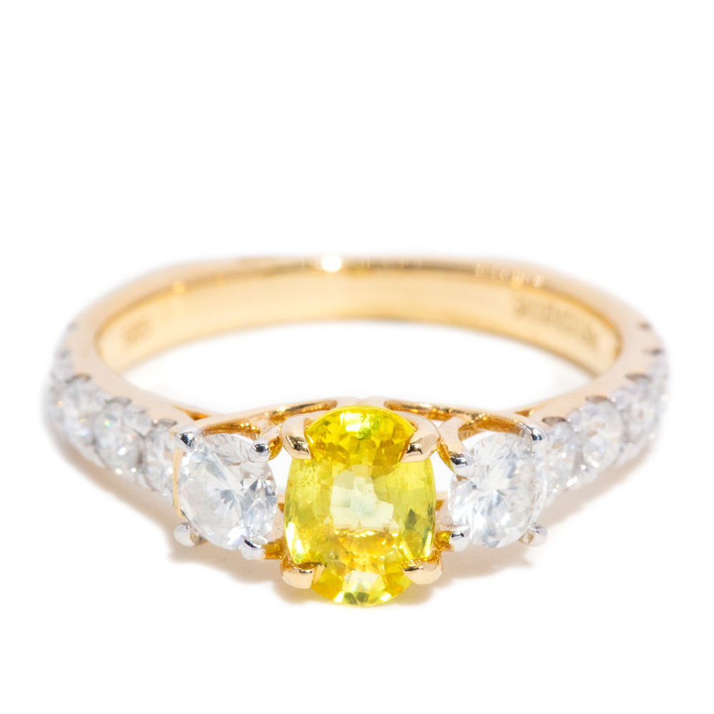 100 · Yellow Sapphire & Diamond 14ct Gold Ring