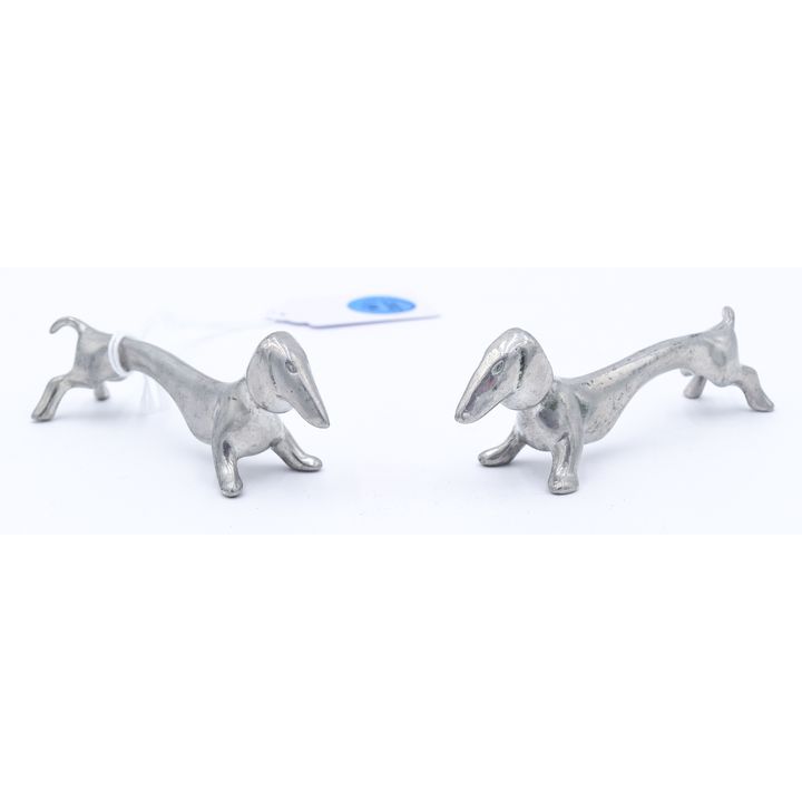 Pair Art Deco Metal Dog Knife Rests 3.5''