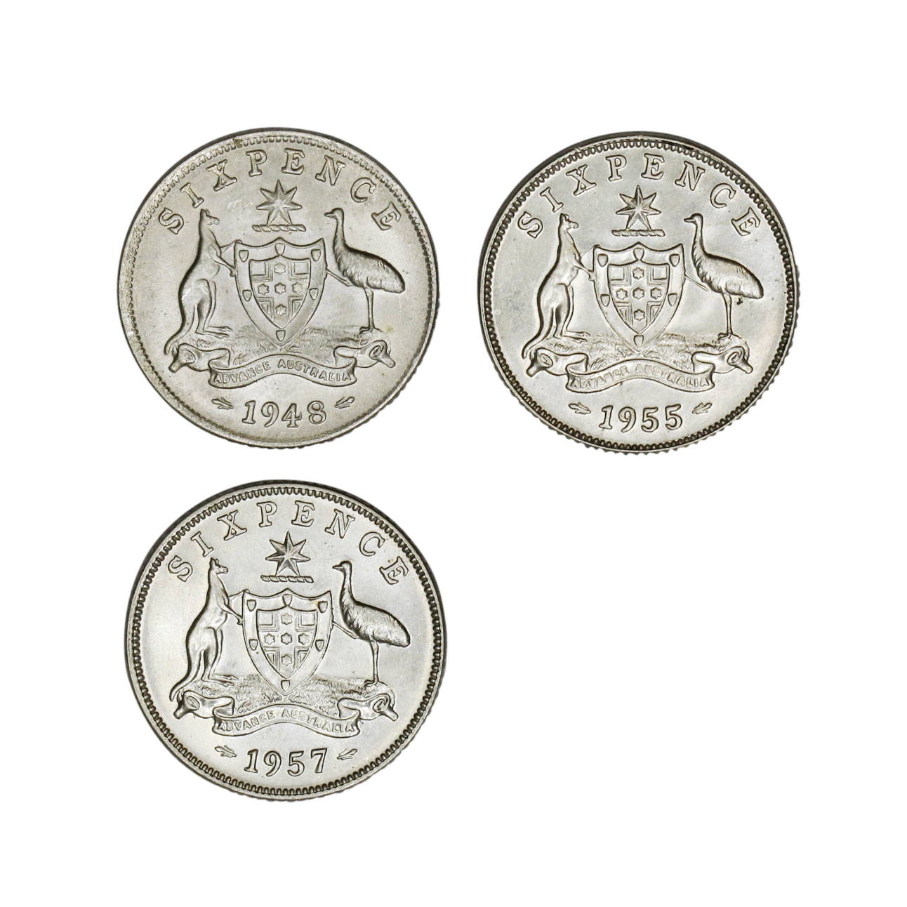 989. · Group, George VI, Sixpence, UNC - CHU