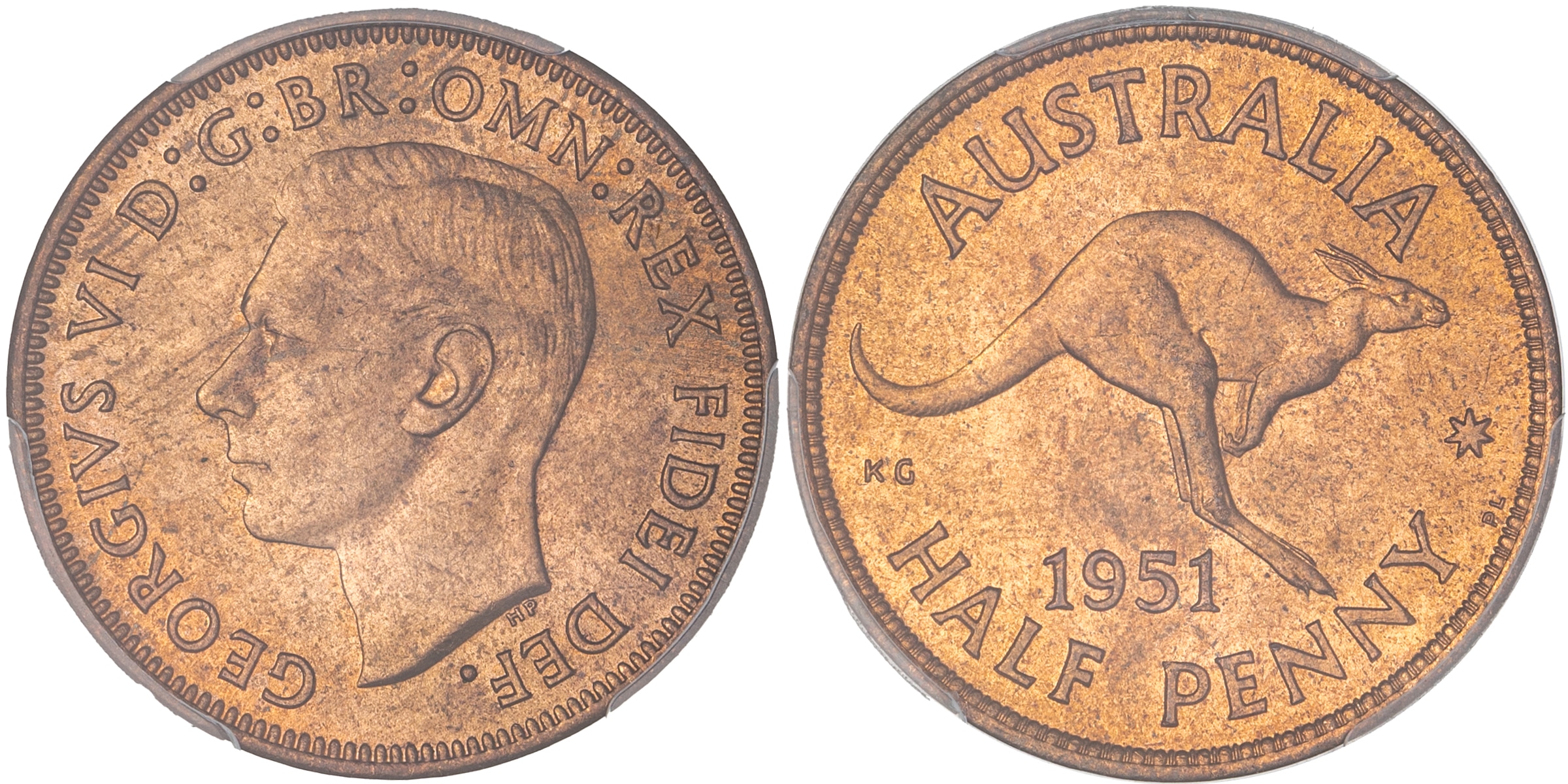 George VI, Halfpenny, 1951-PL, PCGS MS65RD