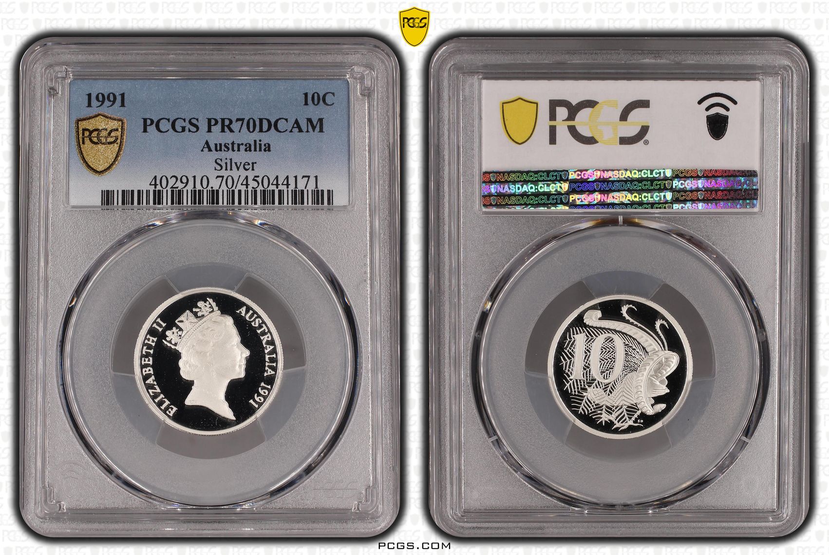 1991 Australia Ten Cent, 10c Silver Proof Silver PCGS - PR70DCAM POP 55/0 -171