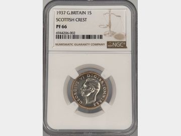 1937 GEORGE VI CORONATION PROOF SCOTTISH SHILLING PF66