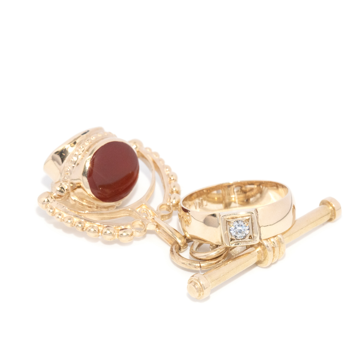 9ct Yellow Gold Ring and Spinner with T-Bar