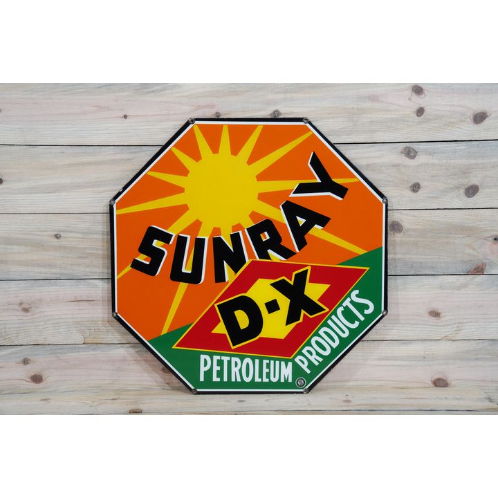 27" Sunray D-X Petroleum Products Single Sided Porcelain Diecut Sign TAC 9.5