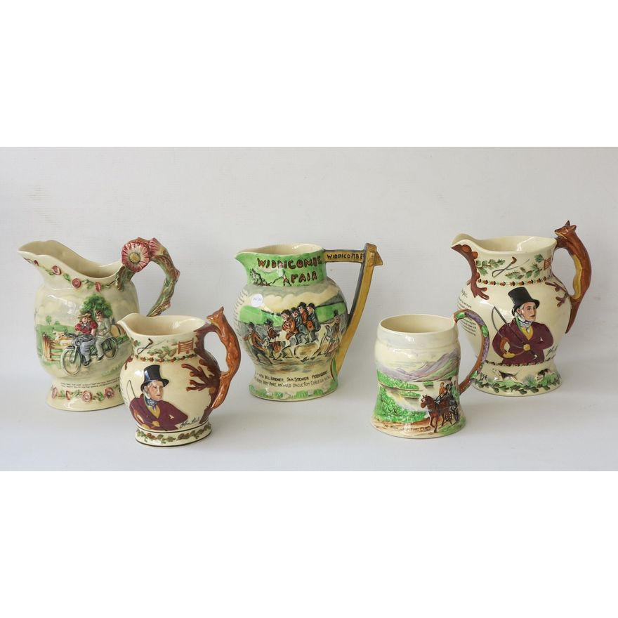 COLLECTION OF 5 CROWN DEVON MUSICAL JUGS