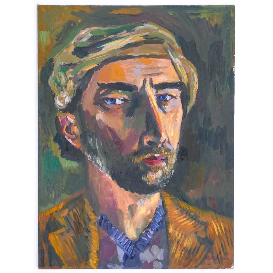 Joe Reno ''Self-Portrait of Me as Errol Flynn'' Signed 1990 Oil on Board 24''x18''