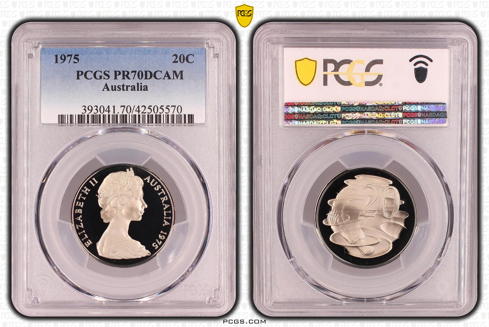 174 · 1975 Australia Twenty Cent, 20c PCGS - PR70DCAM POP 9/0 -570