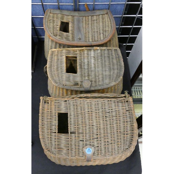 3pc Antique Wicker Fishing Creels 12'' Approx.