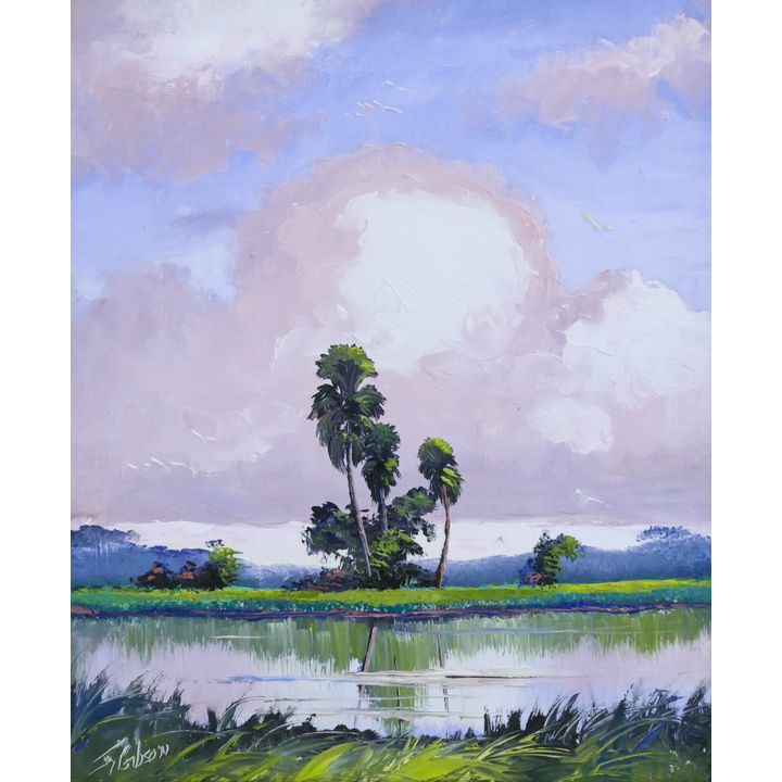 James Gibson ''Florida Highwaymen Summer Landscape'' Oil