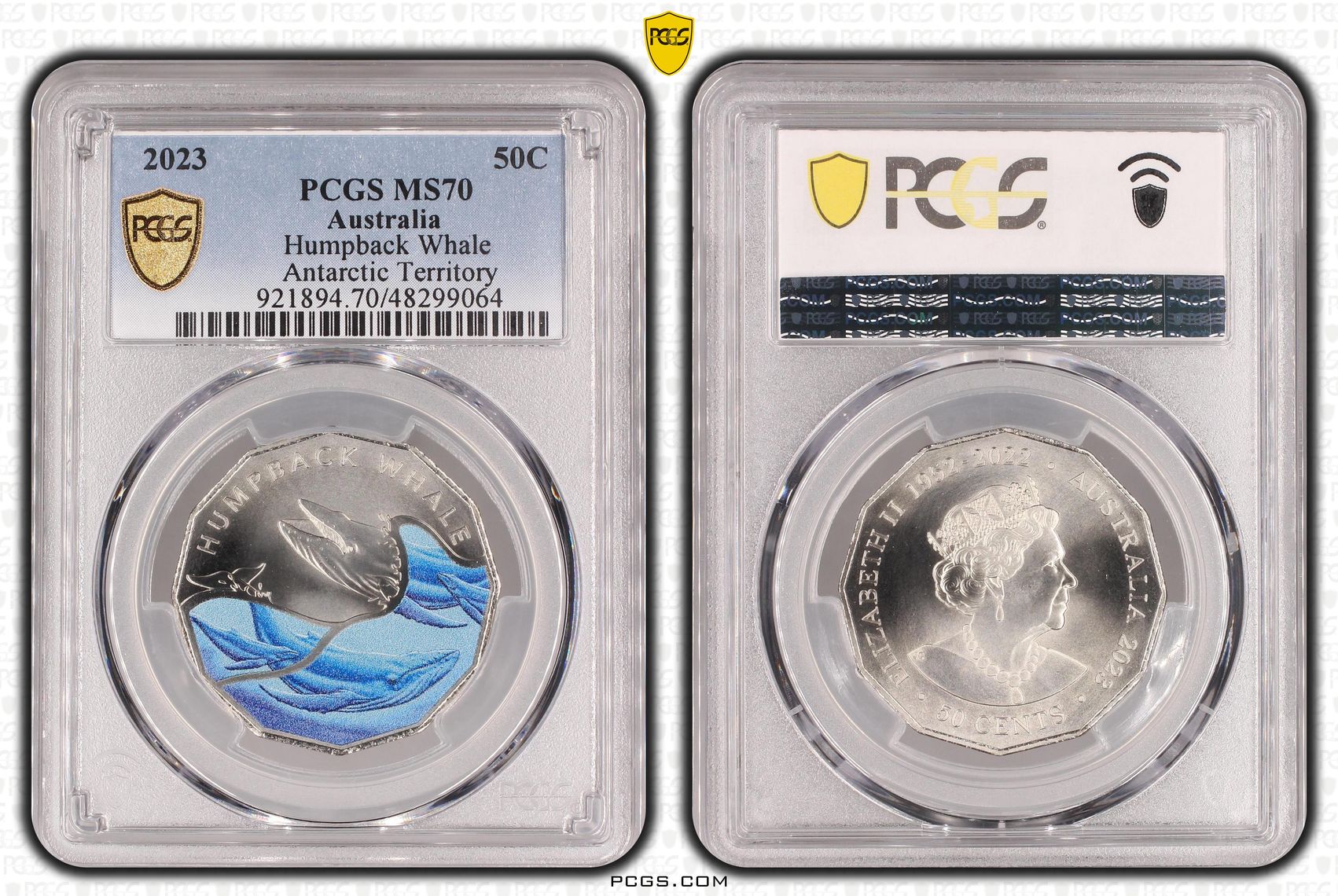 Humpback Whale Colorized, Fifty Cent, 2023, PCGS MS70