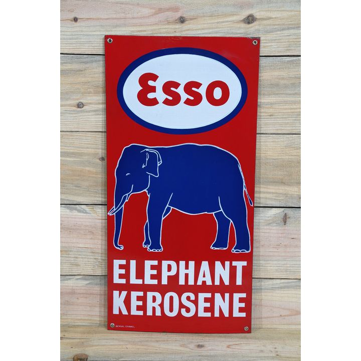 Esso Elephant Kerosene w/ Logo Single Sided Porcelain Sign TAC 9