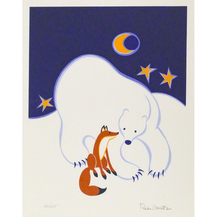 Rie Munoz ''Polar Bear & Fox'' Signed Serigraph 17.25'' x 14.5'' Sheet.