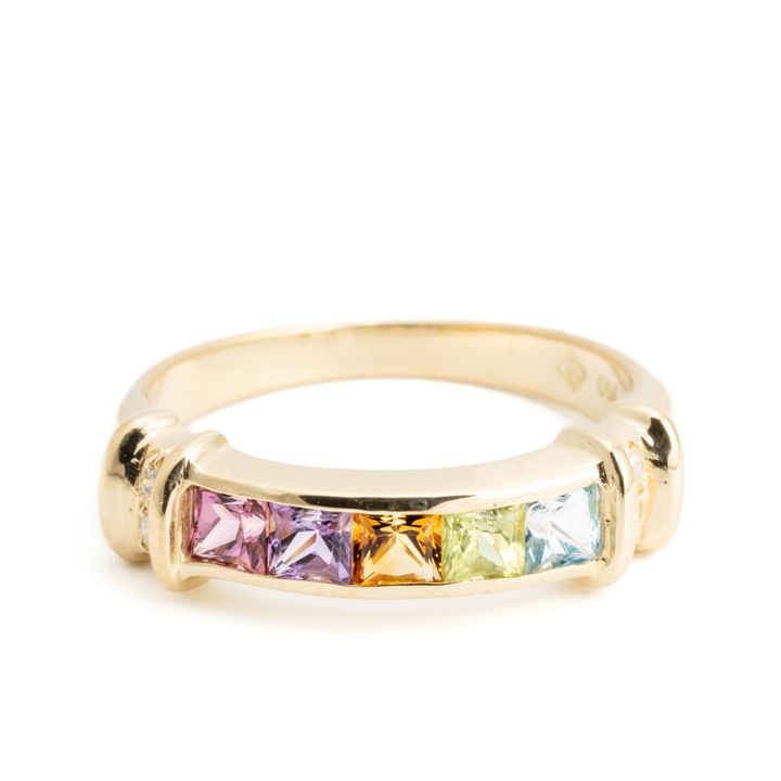 Gemstone & Diamond 18ct Gold Ring