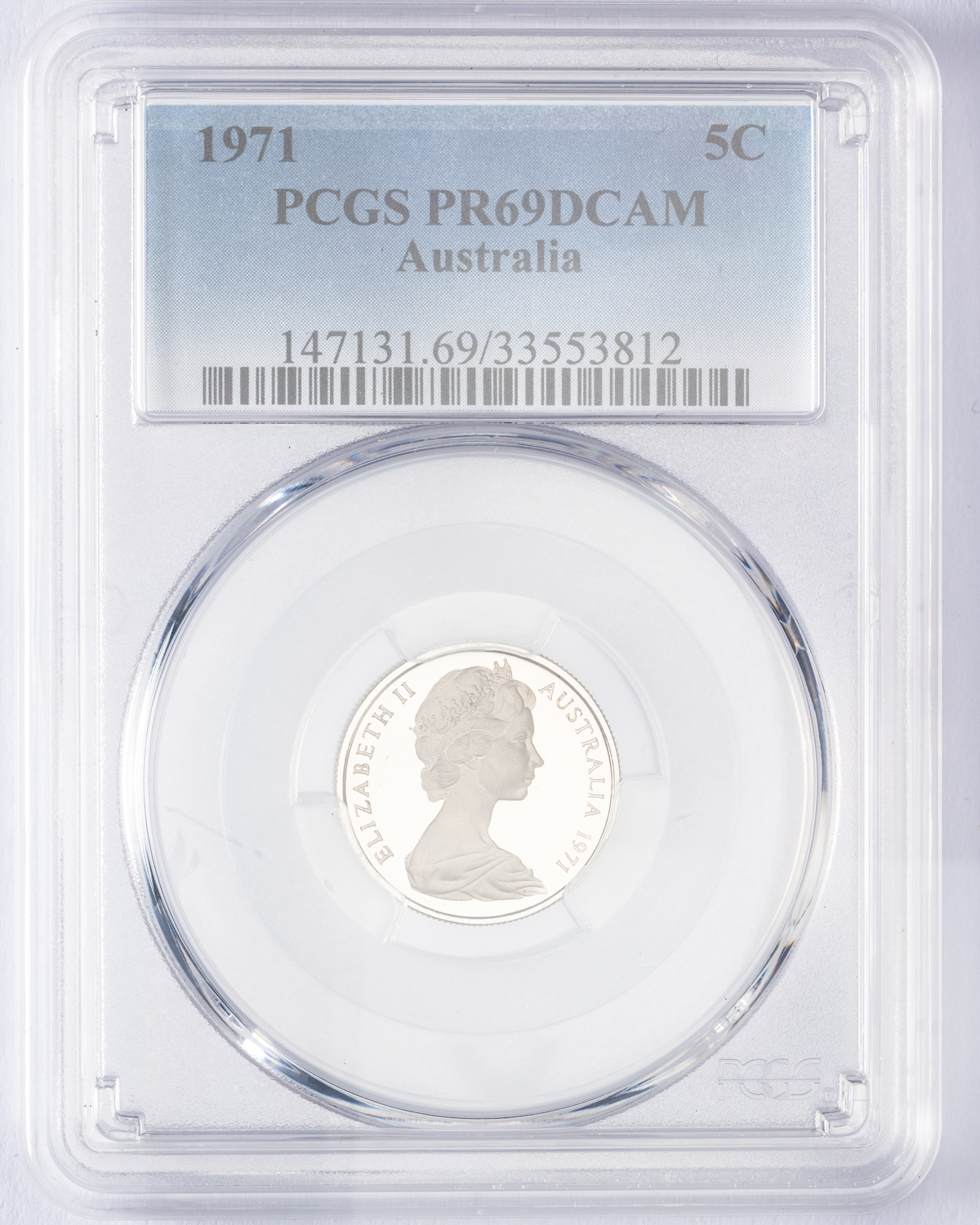 Elizabeth II, Five Cent, 1971, PCGS PR69DCAM