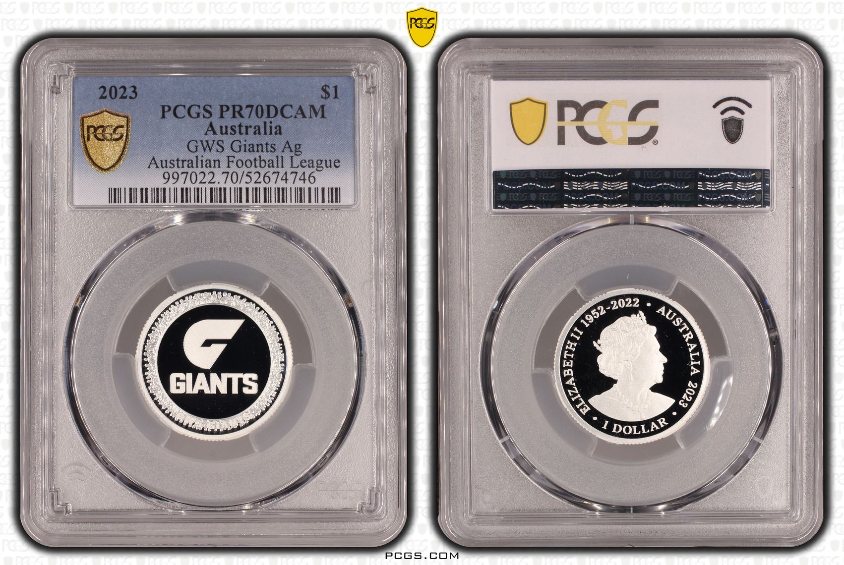 GWS Giants Silver Australian Football League, POP 1/0, One Dollar, 2023, PCGS PR70DCAM