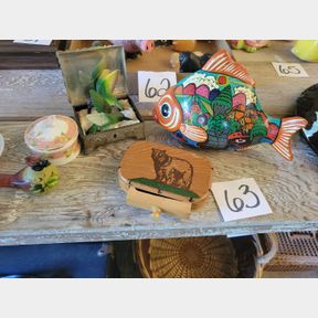 South American pottery fish and other decorative items