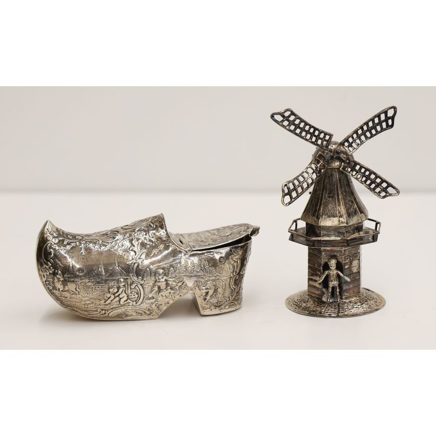 2pc Dutch Silver Miniature and Snuff Box