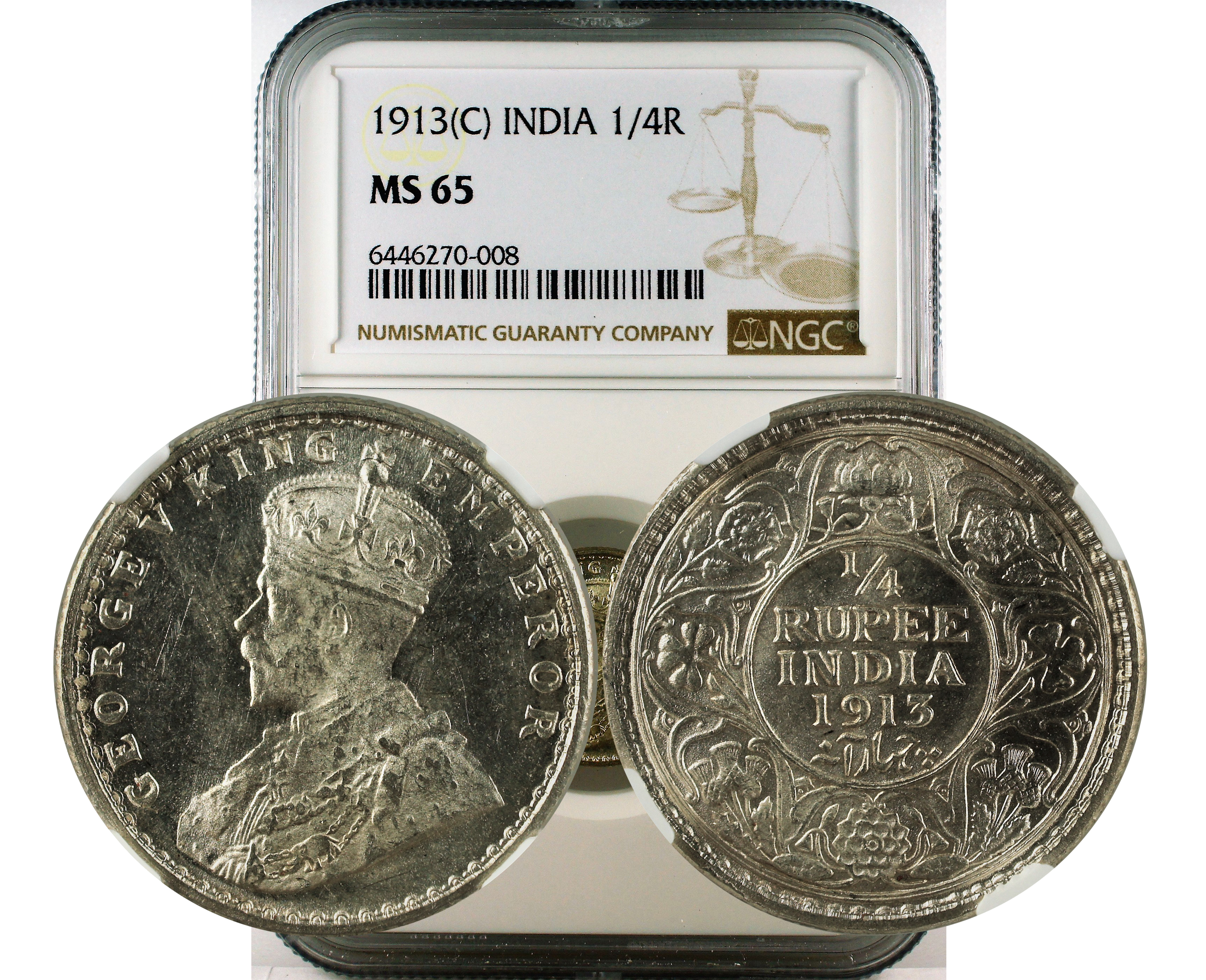 1913(C) INDIA 1/4R MS 65