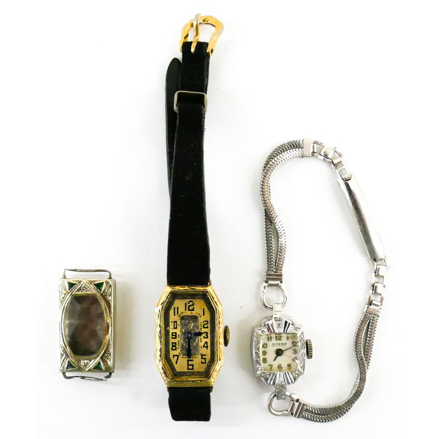 Box 3pc Deco 14k/18k Diamond Women's Wristwatches