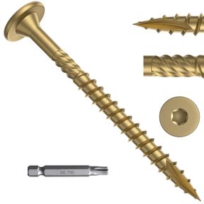 6 INCH FMHOTU 6 INCH HEAVY-DUTY OUTDOOR DECK SCREWS, 50PCS STAR DRIVE DECKING WOOD SCREWS, RUST RESISTANT TIMBER SCREWS FOR TIMBER