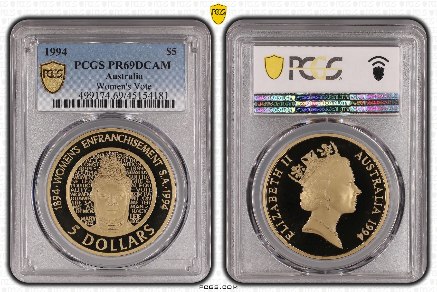 Women's Vote , Five Dollar, 1994, PCGS PR69DCAM
