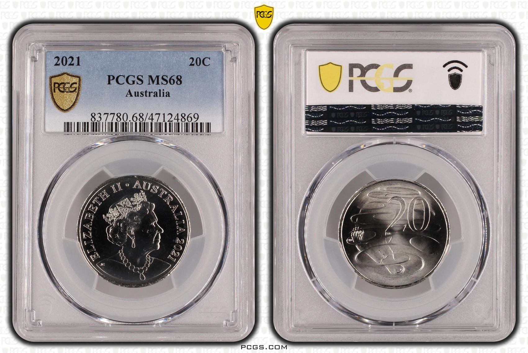 Twenty Cent, 2021, PCGS MS68