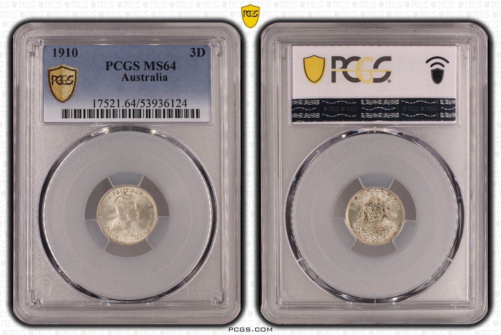 Edward VII, Threepence, 1910, PCGS MS64