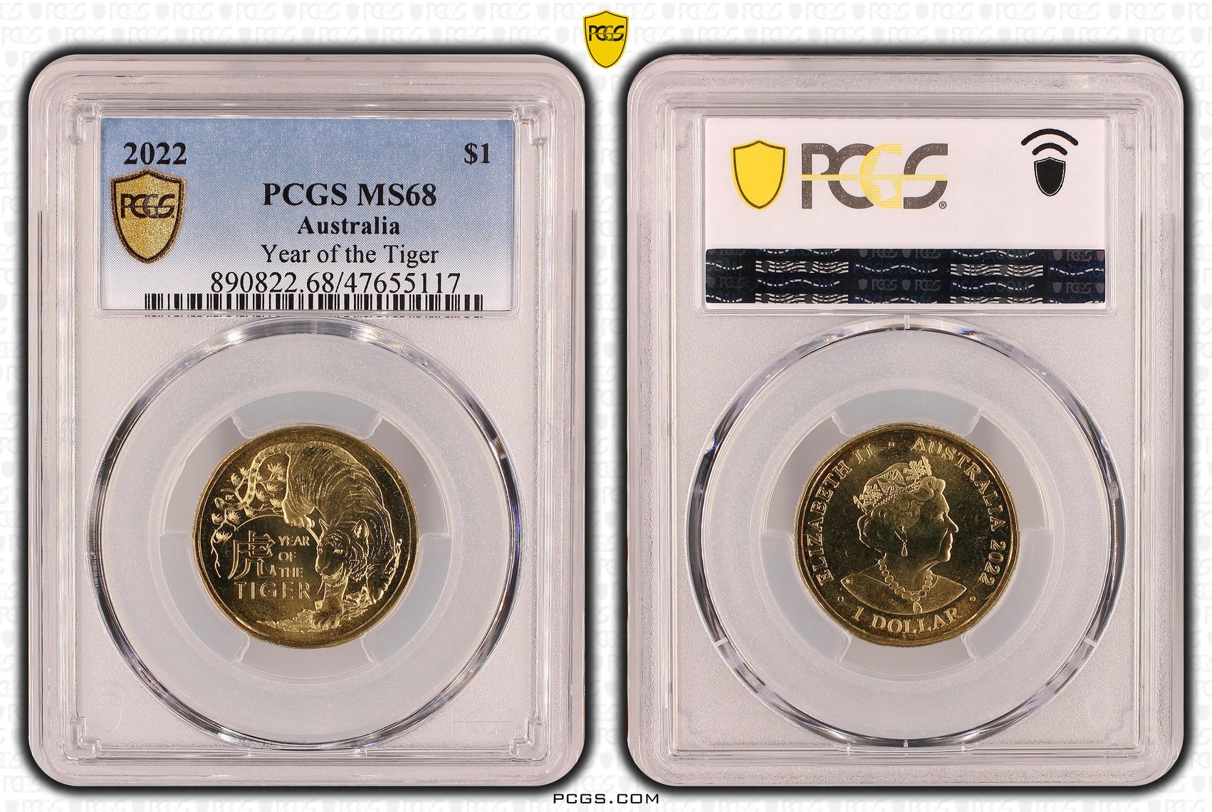 425 · Elizabeth II, Year of the Tiger, One Dollar, 2022, PCGS MS68