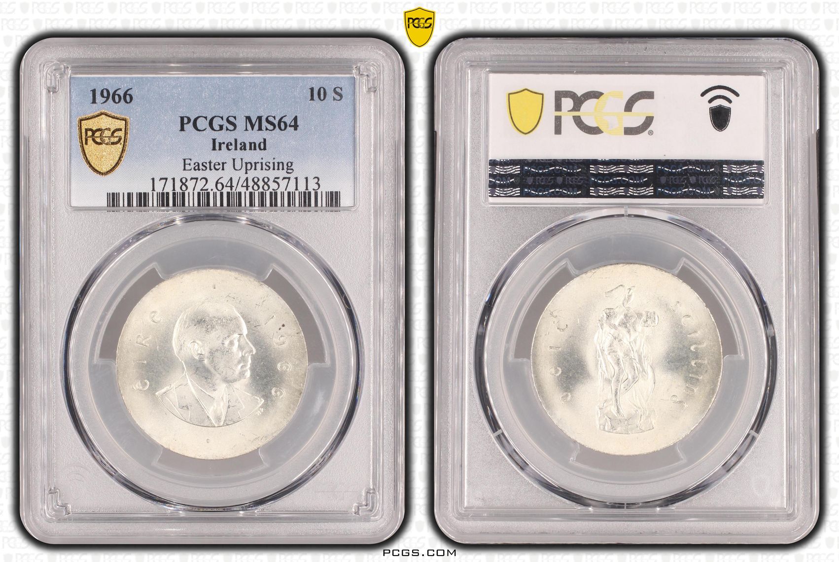 Ireland, Easter Uprising, Ten Shillings, 1966, PCGS MS64