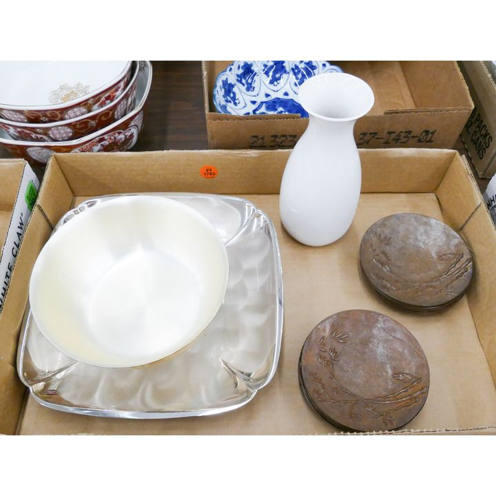 Box Silverplate & Bronze Small Bowls Etc