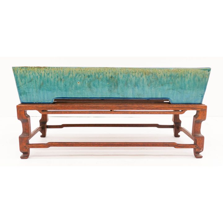 Chinese Qing Shiwan Planter on Rosewood Stand