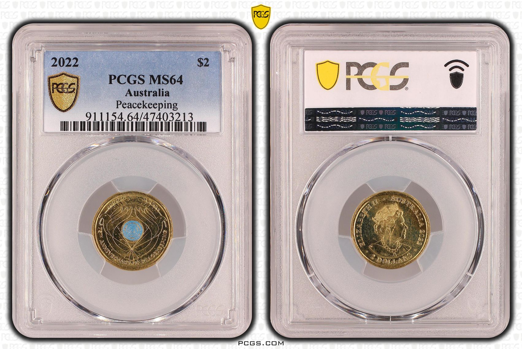 Elizabeth II, Peacekeeping - Colorized , Two Dollar, 2022, PCGS MS64