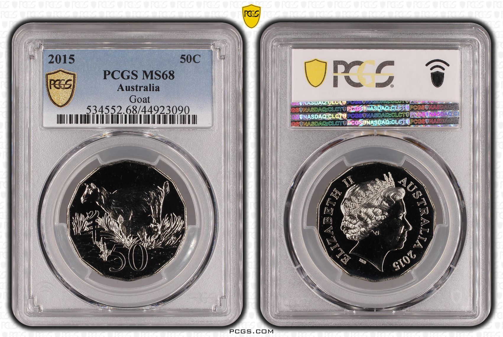 126 · 2015 Australian Fifty Cent, 50c Goat PCGS - MS68 -090