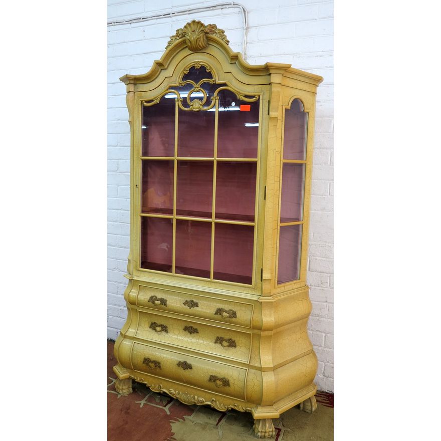 DUTCH DUCOED BOMBE VITRINE CABINET