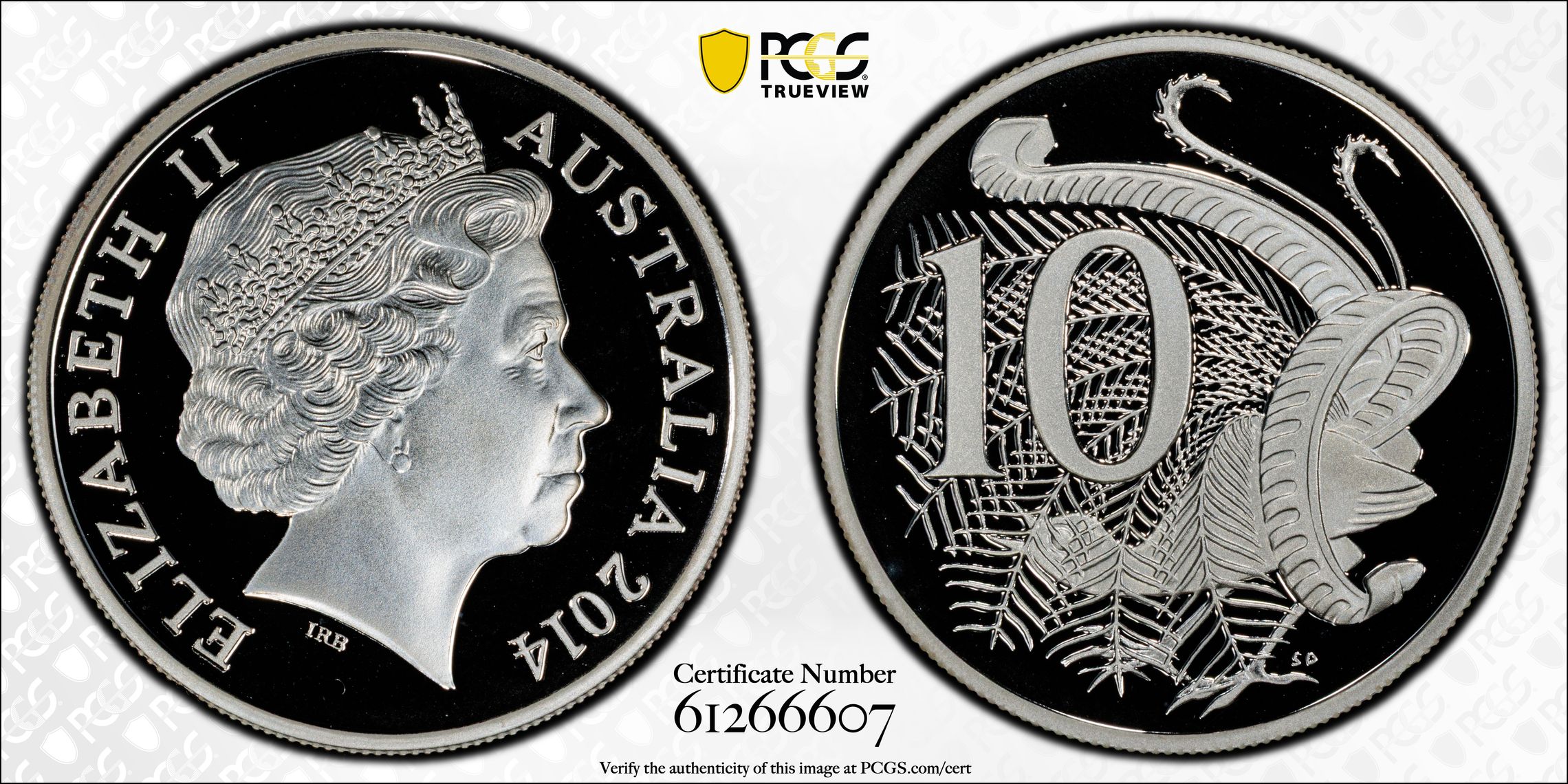 Silver, Ten Cent, 2014, PCGS PR69DCAM
