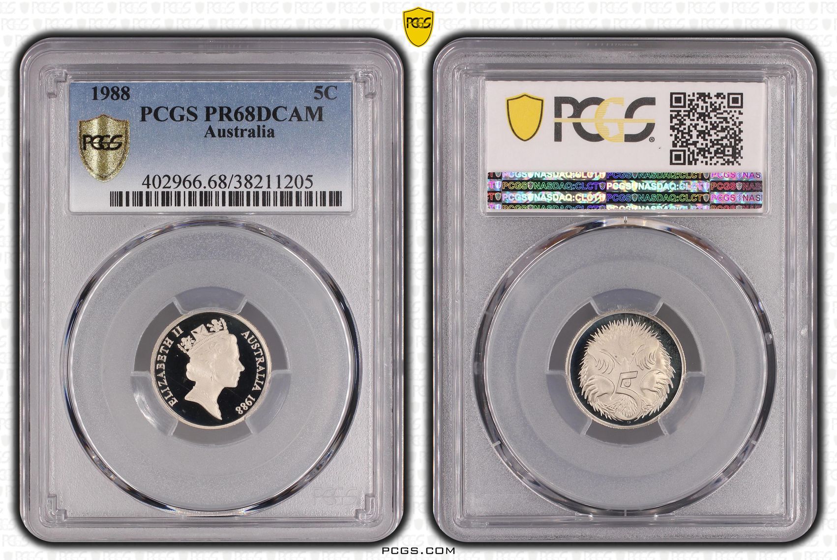 1988 Australia Five Cent, 5c PCGS - PR68DCAM -205
