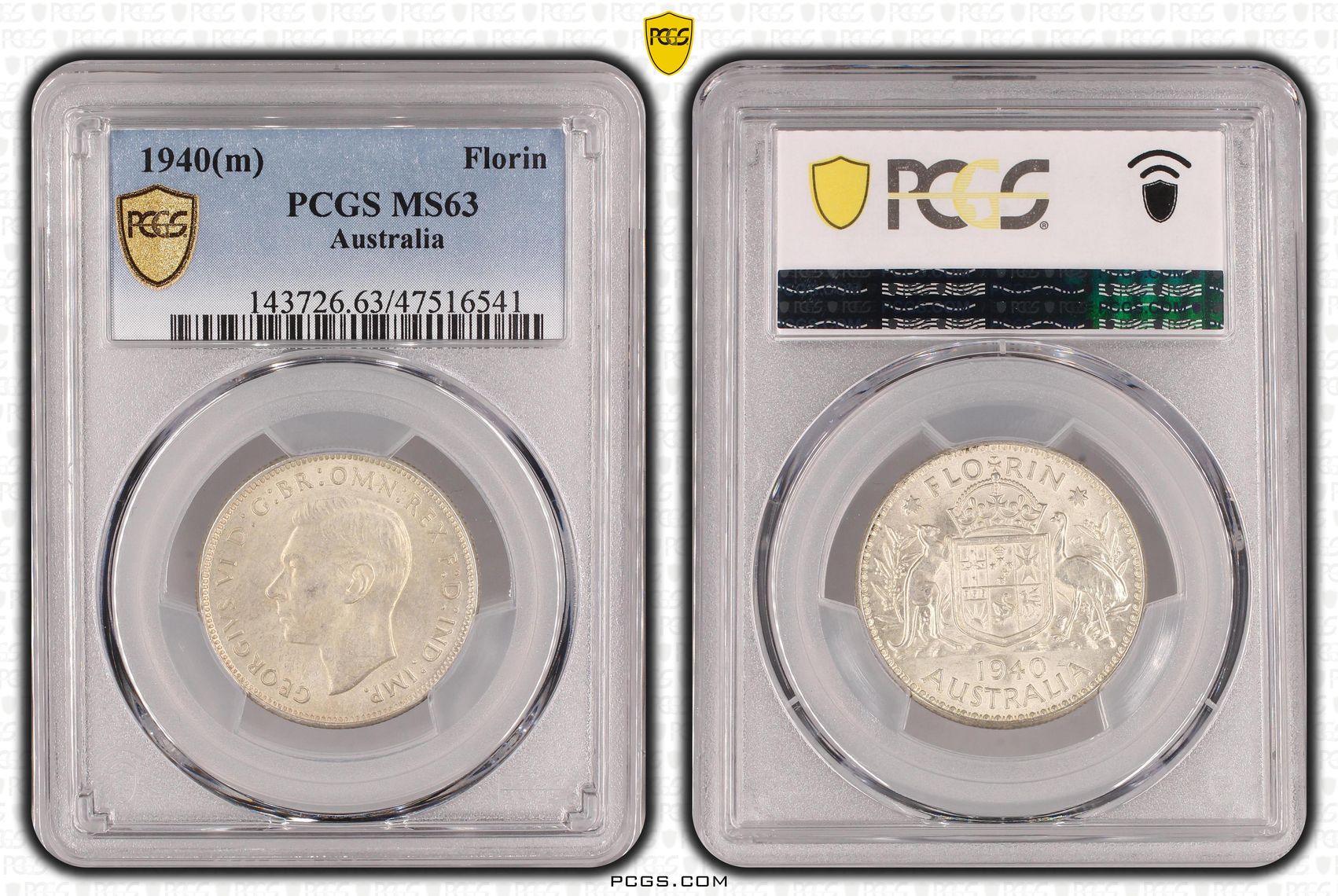George VI, Florin, 1940, PCGS MS63