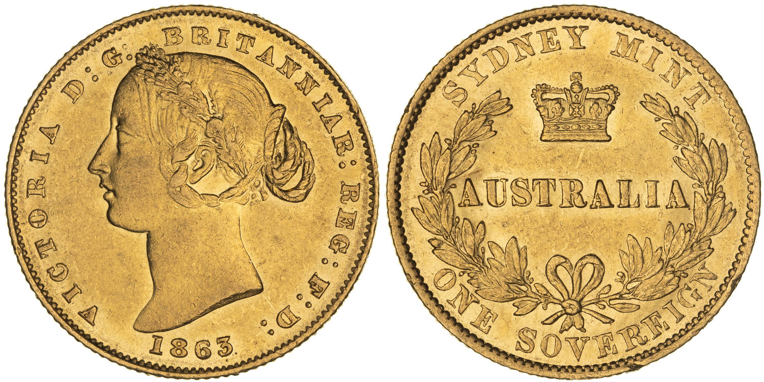 Victoria, Sydney Mint Reverse - Type II, Sovereign, 1863, EF