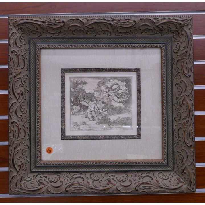 Raphael 'God Appears to Isaac' Etching w/ COA in Gallery Frame- 20x21''