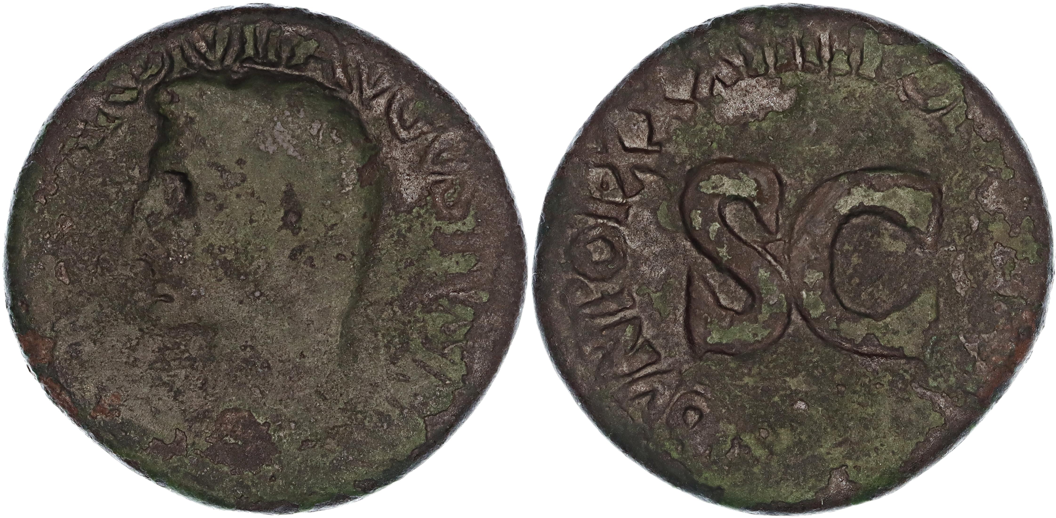 Roman Empire, Augustus, Æ As, 4 BC, nF-F