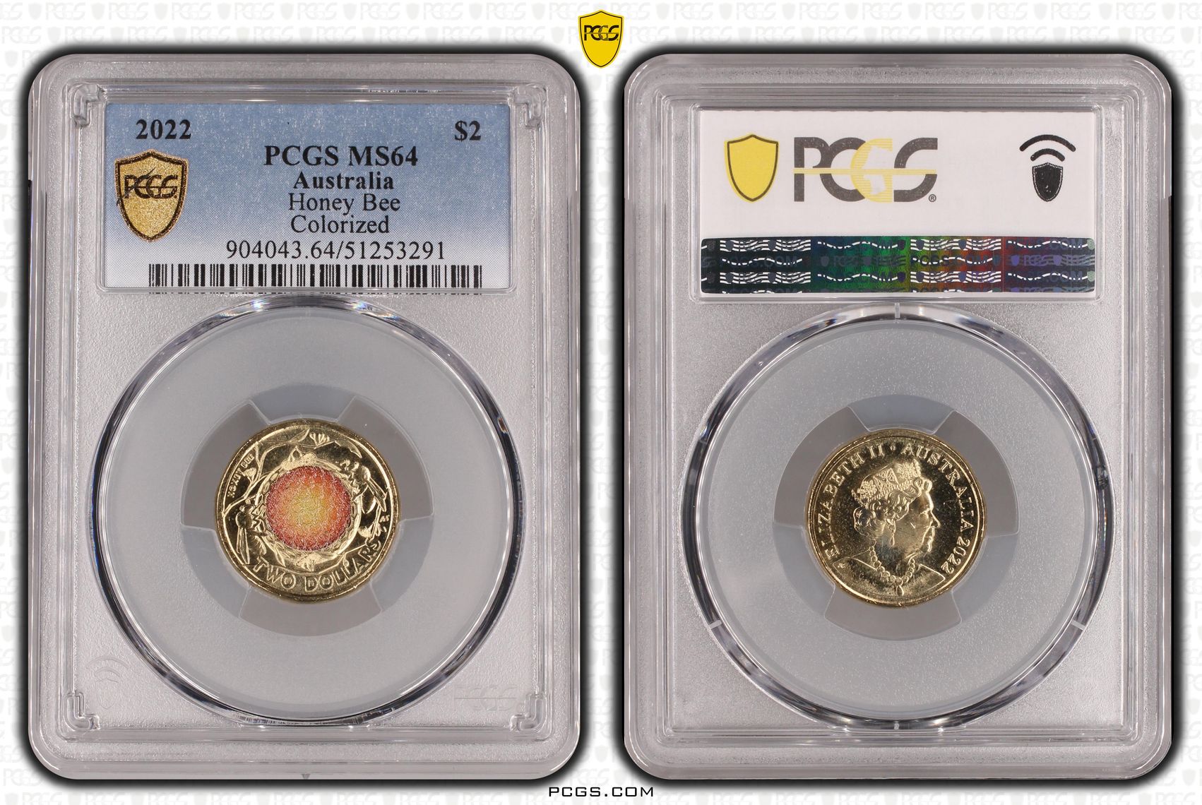 Honey Bee Colorized, Two Dollar, 2022, PCGS MS64