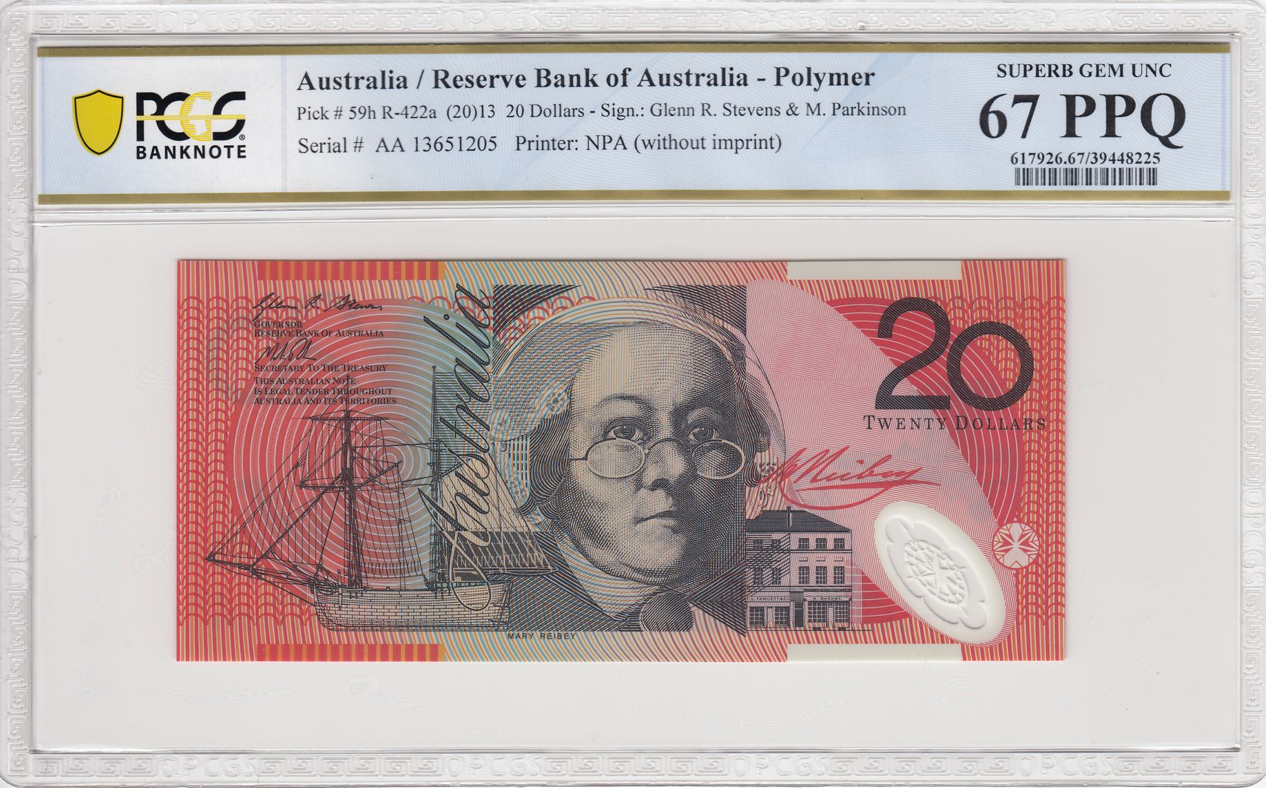 Stevens/Parkinson, Twenty Dollar, 2013, PCGS Superb Gem UNC 67 PPQ