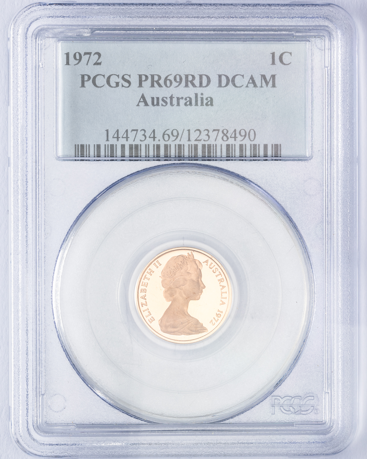 Elizabeth II, One Cent, 1972, PCGS PR69DCAM