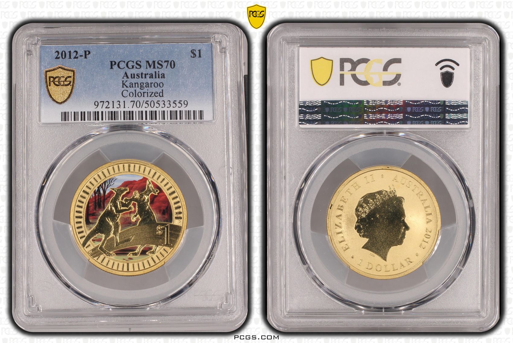 Kangaroo Colorized POP 1/0, One Dollar, 2012-P, PCGS MS70