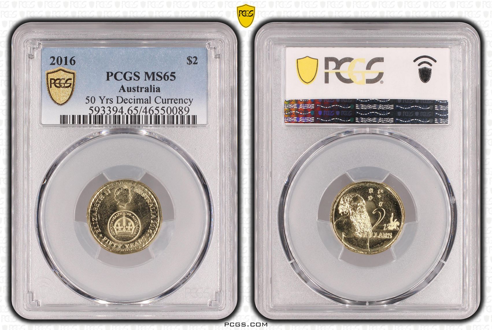 Elizabeth II, 50 Yrs Decimal Currency, Two Dollar, 2016, PCGS MS65
