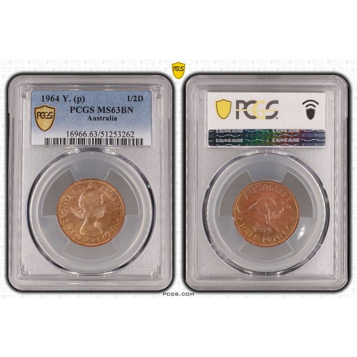 Elizabeth II, Half Penny, 1964, PCGS MS63BN